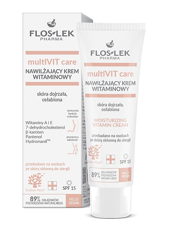 Nawilżający krem do twarzy na dzień z witaminami - Floslek MultiVIT Care Moisturizing Vitamin Cream SPF15  — Zdjęcie N1