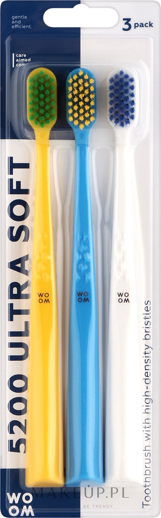 Zestaw szczoteczek do zębów, ultramiękkie, żółte, niebieskie, białe - Woom 5200 Ultra Soft Toothbrush — Zdjęcie 3 szt.