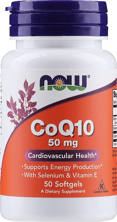 Koenzym Q10, 50 mg, 50 kapsułek żelatynowych - Now Foods CoQ10 With Selenium & Vitamin E — Zdjęcie N1