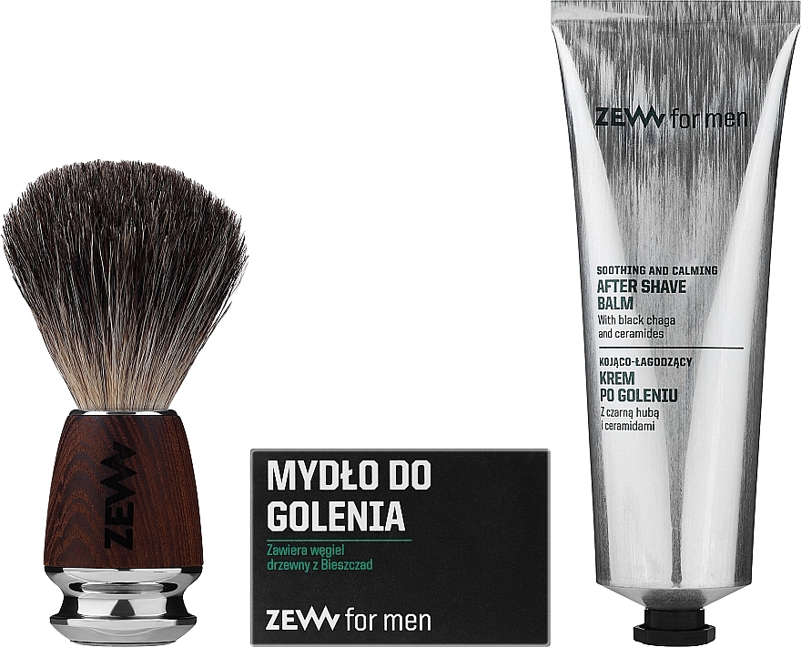 Zestaw do golenia dla mężczyzn - Zew For Men (soap 85 ml + ash/balm 80 ml + shv/brush) — Zdjęcie N2