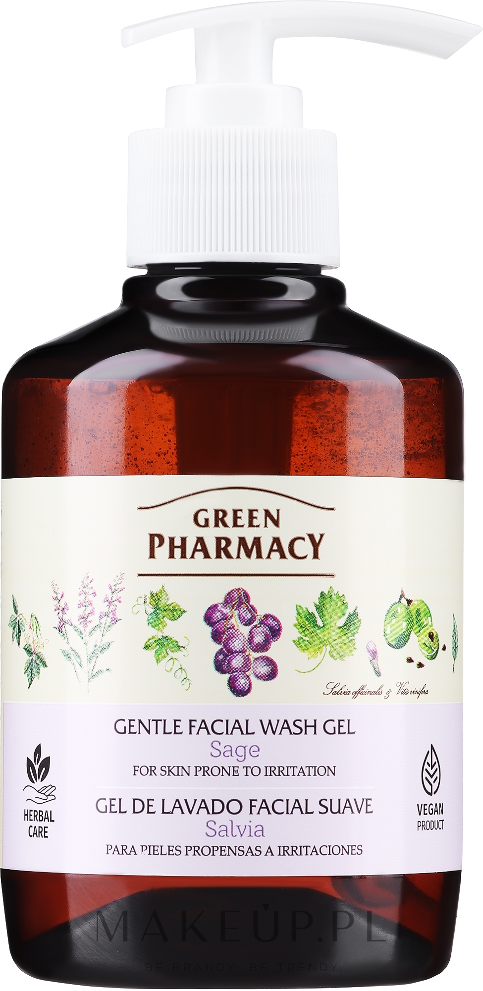 Delikatny żel do mycia twarzy do skóry skłonnej do podrażnień Szałwia - Green Pharmacy Face Care Gentle Facial Wash Gel — Zdjęcie 270 ml