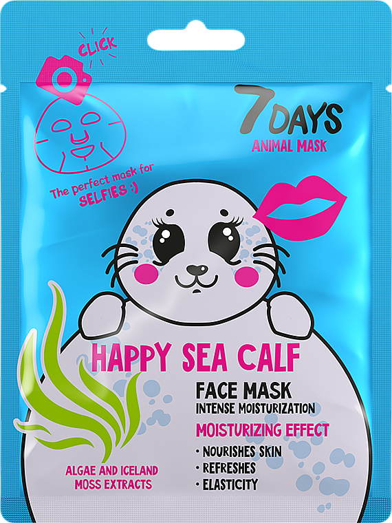 Maseczka do twarzy Szczęśliwa foka - 7 Days Animal Happt Sea Calf — Zdjęcie N1