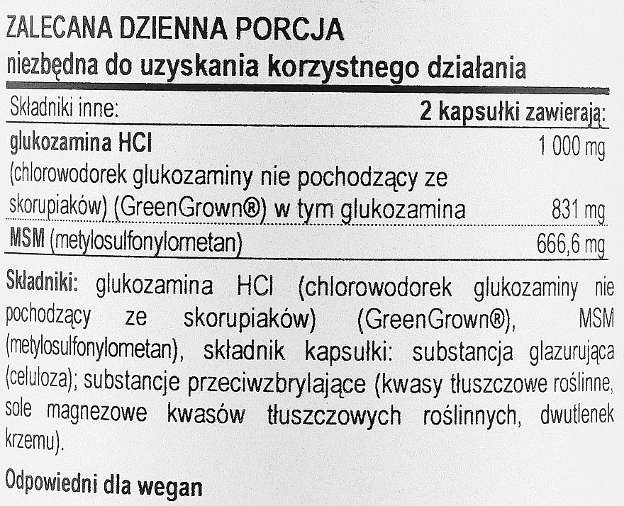 Wegetariańskie kapsułki na stawy Glukozamina & MSM - Now Foods Glucosamine & MSM Vegetarian — Zdjęcie N3