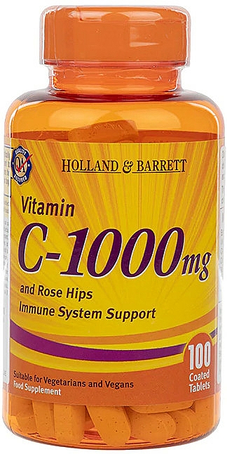 Witamina C w tabletkach - Holland & Barrett Vitamin C & Rose Hips 1000mg — Zdjęcie N1