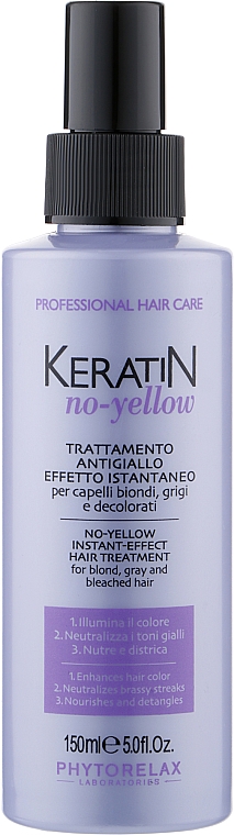 Maska w sprayu przeciw żółknięciu do włosów blond - Phytorelax Laboratories Keratin No-Yellow Instant Efect Hair Treatment — Zdjęcie N1