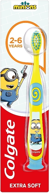 Ekstramiękka szczoteczka do zębów dla dzieci 2-6 lat, Minionki, żółto-niebieska - Colgate Smiles Kids Extra Soft