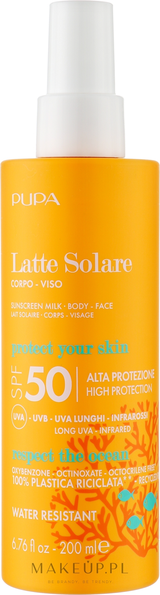 Mleczko do opalania twarzy i ciała - Pupa Sunscreen Milk High Protection SPF 50 — Zdjęcie 200 ml
