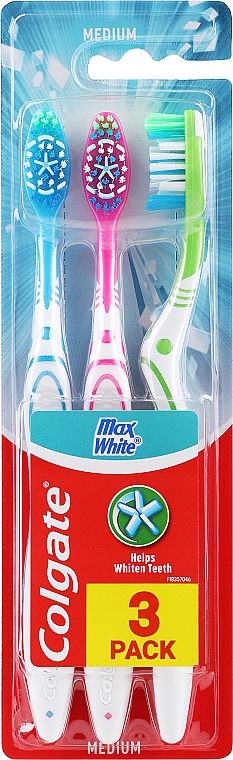 Szczoteczka do zębów, średnia 3 szt. - Colgate Max White Medium Toothbrush 3 Pack — Zdjęcie N1