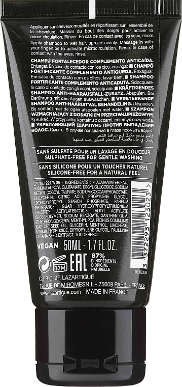 PREZENT! Szampon wzmacniający przeciw wypadaniu włosów - Lazartigue Fortify Fortifying Shampoo Anti-Hairloss Complement (mini) — Zdjęcie N2