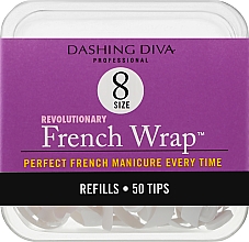 Wąskie tipsy - Dashing Diva French Wrap White 50 Tips (Size 8) — Zdjęcie N1