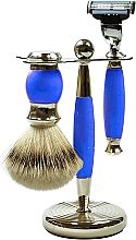 Zestaw do golenia - Golddachs Pure Badger, Mach3 Polymer Blue Chrom (sh/brush + razor + stand) — Zdjęcie N1