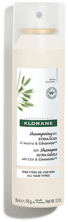 Suchy szampon z płatkami owsianymi i ceramidami - Klorane Dry Shampoo Ultra-Gentle With Oat&Ceramide  — Zdjęcie N1