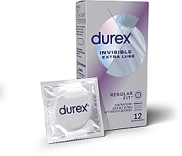 Kup Prezerwatywy lateksowe ze smarem silikonowym „Ultra-cienkie” z dodatkowym smarem, 12 szt. - Durex Invisible Extra Lube