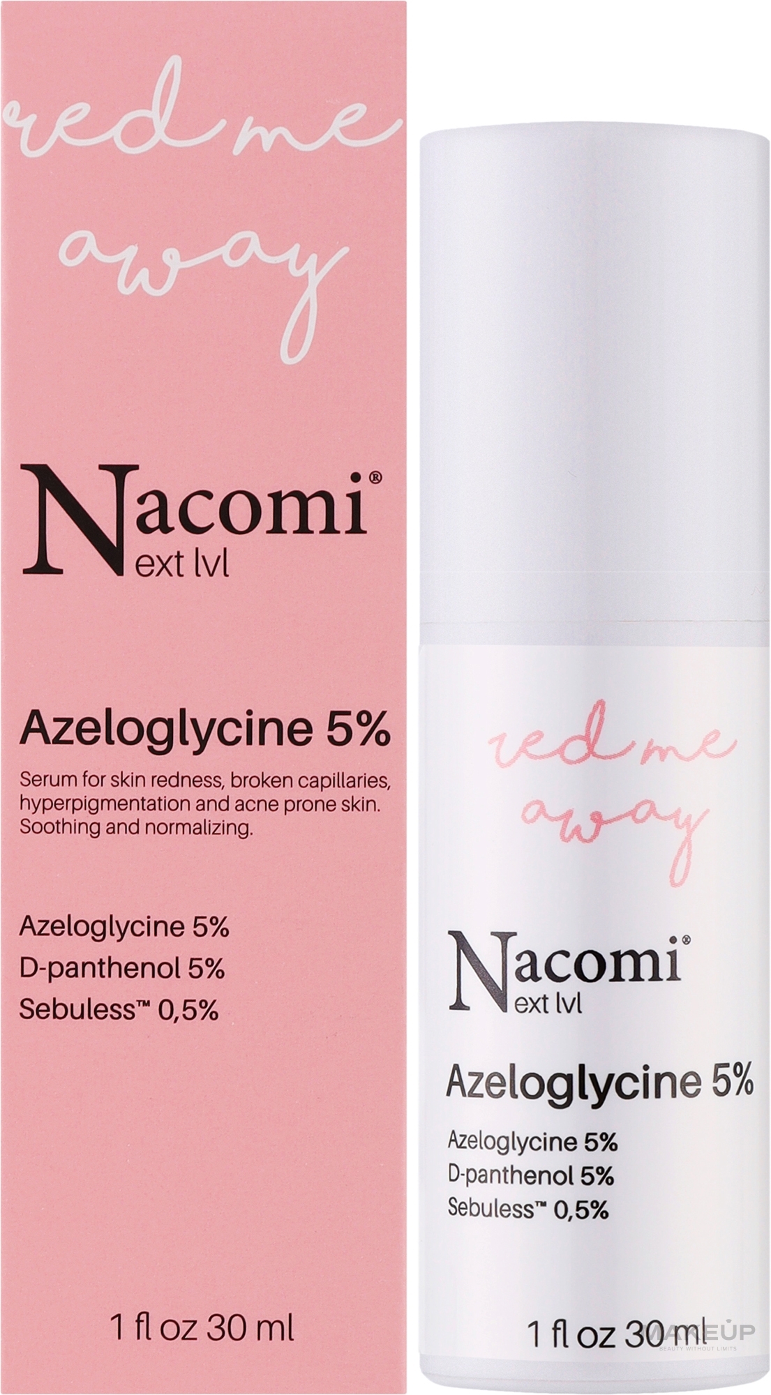 Uspokajające serum na naczynka i trądzik różowaty z azeloglicyną - Nacomi Next Level Azeloglicyna 5% — Zdjęcie 30 ml