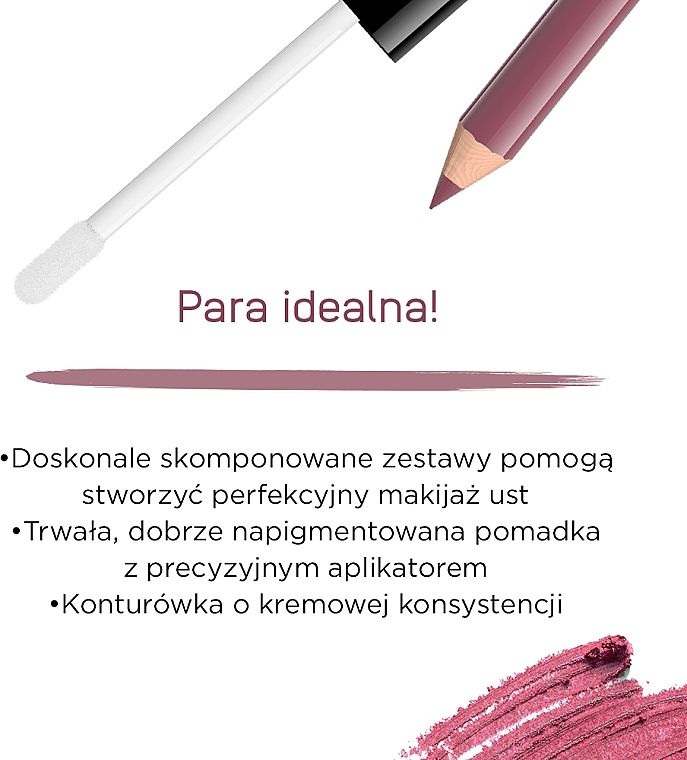 Zestaw: matowa pomadka w płynie i konturówka - Eveline Cosmetics Oh! My Lips (lipstick 4,5 ml + lip/pen 1 g) — Zdjęcie N2