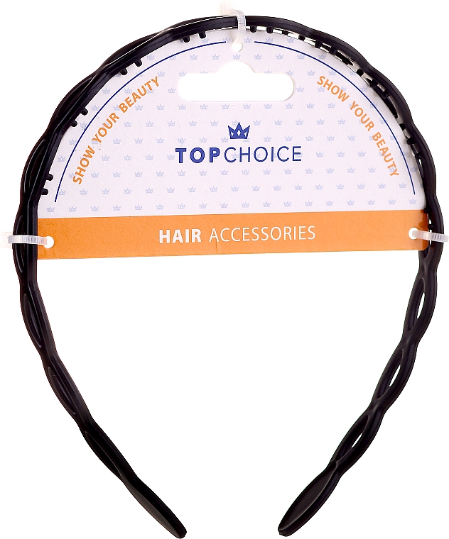 Opaska do włosów, czarna, 27741 - Top Choice — Zdjęcie N1