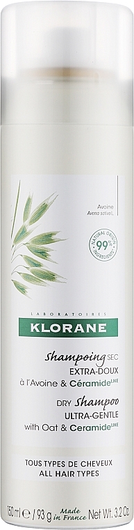Suchy szampon z płatkami owsianymi i ceramidami - Klorane Dry Shampoo Ultra-Gentle With Oat&Ceramide  — Zdjęcie N1