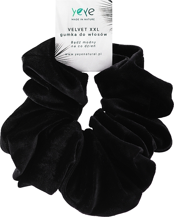 Aksamitna gumka do włosów, czarna - Yeye Velvet XXL — Zdjęcie N1