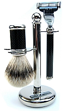 Zestaw do golenia - Golddachs Fine Badger, Mach3 Metal Chrome Handle (sh/brush + razor + stand) — Zdjęcie N1