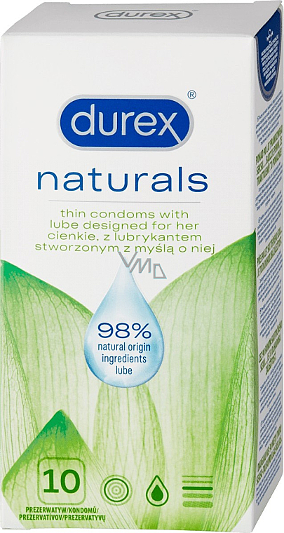 Cienkie prezerwatywy z naturalnym lubrykantem - Durex Naturals