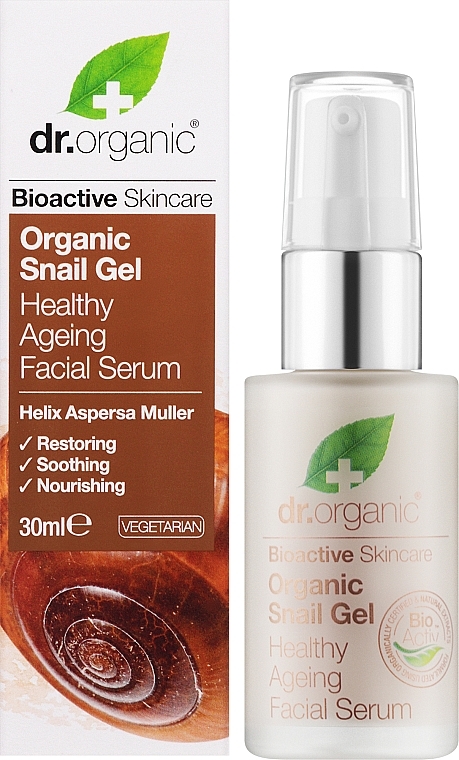Serum do twarzy z wyciągiem ze śluzu ślimaka - Dr Organic Bioactive Skincare Snail Gel Facial Serum — Zdjęcie N2