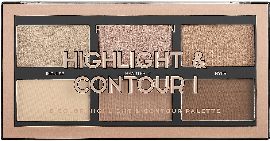 Paleta do makijażu twarzy - Profusion Cosmetics Highlight & Contour I 6 Color Highlight & Contour Palette — Zdjęcie N1
