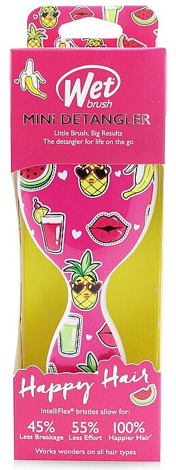 Mini szczotka do włosów - Wet Brush Mini Detangler Happy Hair Brush Smiley Pineapple — Zdjęcie N2