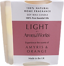 Świeca zapachowa Drzewo sandałowe i pomarańcza - AromaWorks Light Range Amyris & Orange Candle — Zdjęcie N2