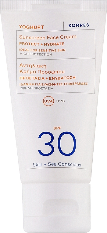 Krem przeciwsłoneczny do twarzy - Korres Yoghurt Sunscreen Face Cream SPF30 — Zdjęcie N1