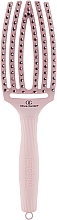 Szczotka do włosów i masażu, pastelowy róż - Olivia Garden Finger Brush Boar & Nylon Medium Pastel Pink — Zdjęcie N1