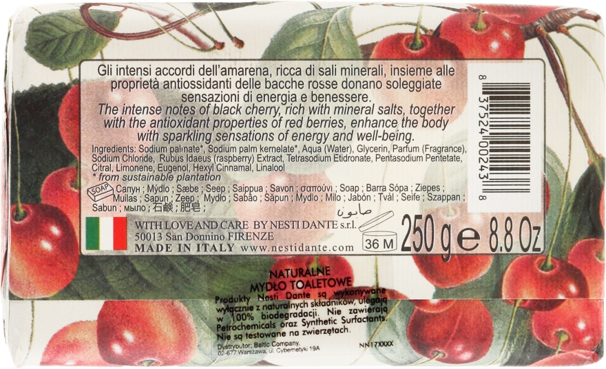 Antyoksydacyjne mydło w kostce Czarna wiśnia i czerwone jagody - Nesti Dante Il Frutteto — Zdjęcie N2