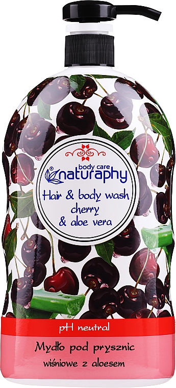 Mydło pod prysznic do włosów i ciała, Wiśnia z ekstraktem z aloesu - Naturaphy Hair & Body Wash — Zdjęcie N3