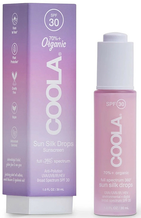 Przeciwsłoneczne krople do twarzy SPF 30 - Coola Full Spectrum 360 Sun Silk Drops Organic Face Sunscreen SPF 30 — фото N1