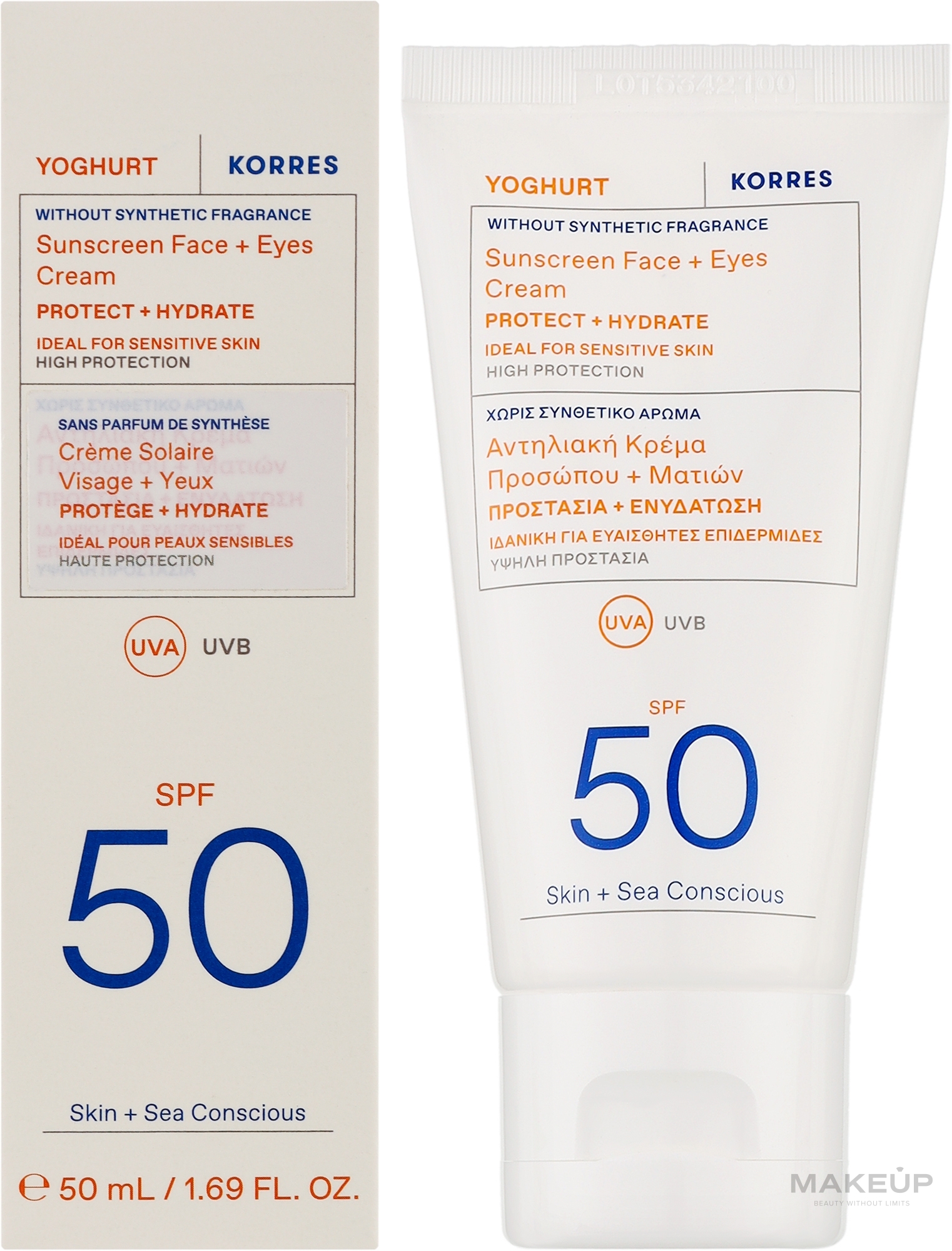 Krem przeciwsłoneczny do twarzy - Korres Yoghurt Sunscreen Face & Eyes Cream SPF50 — Zdjęcie 50 ml