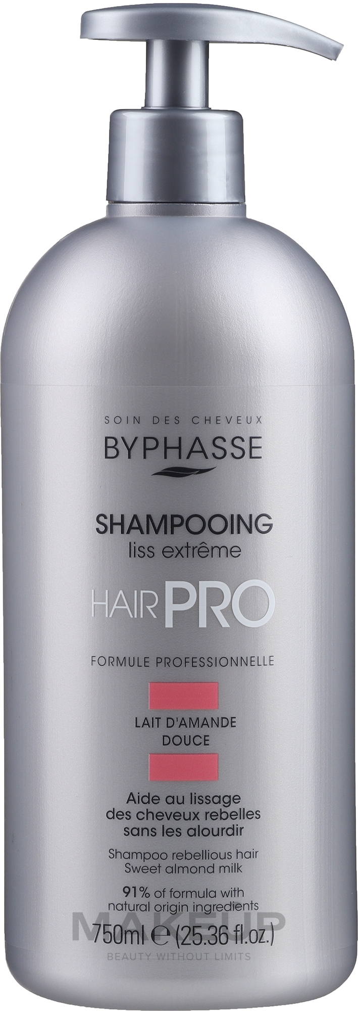 Nabłyszczający szampon wygładzający do włosów niesfornych - Byphasse Hair Pro Shampoo Liss Extreme — Zdjęcie 750 ml