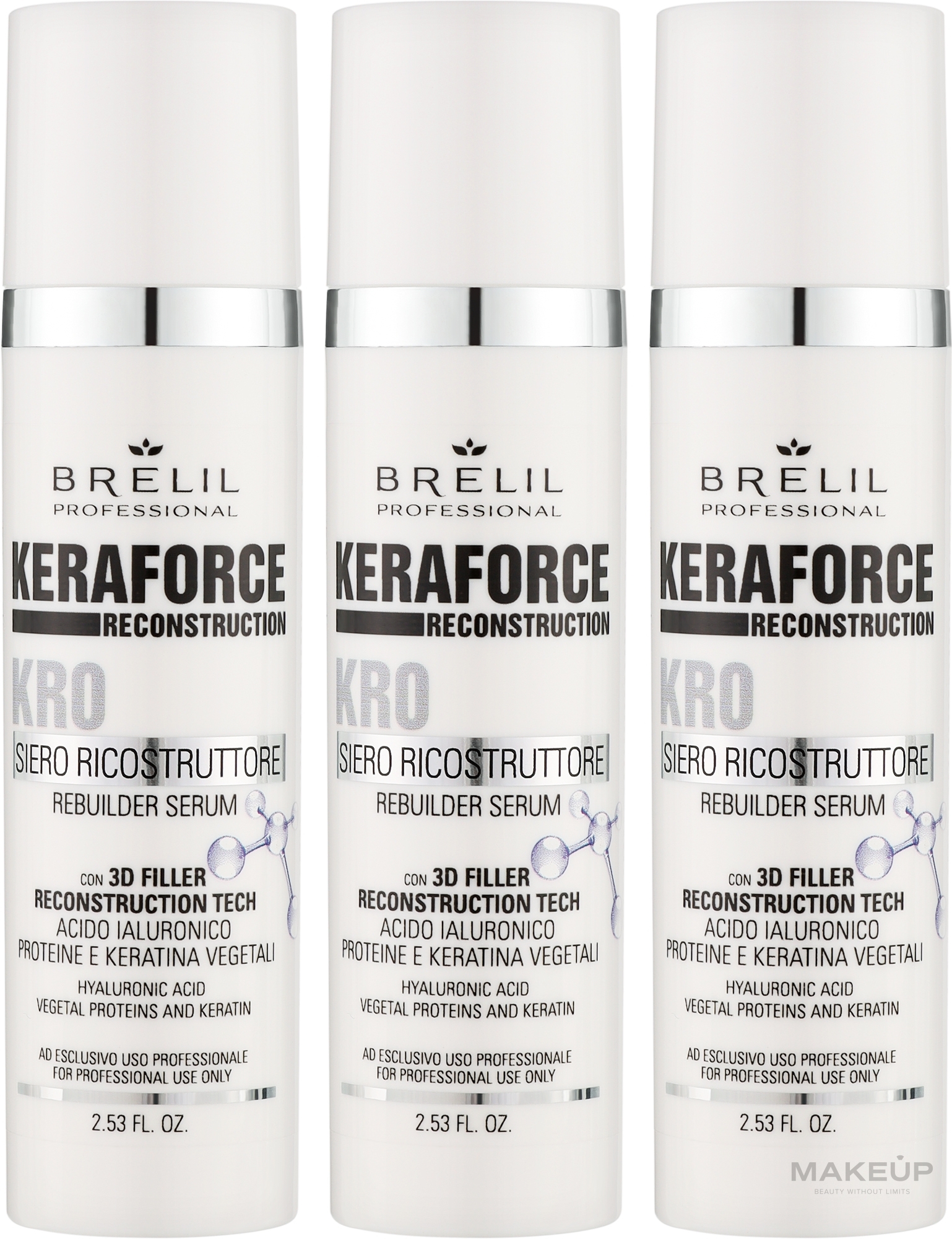 Rewitalizujące serum do włosów - Brelil Keraforce KR0 Rebuilder Serum — Zdjęcie 3 x 75 ml