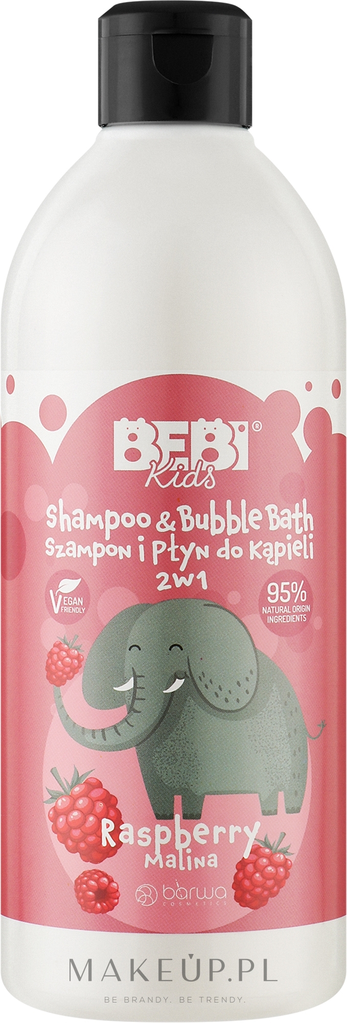 Szampon i płyn do kąpieli dla dzieci 2w1 Malina - Barwa Bebi Kids Shampoo — Zdjęcie 500 ml