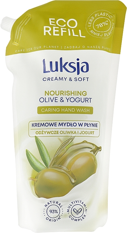 Kremowe mydło w płynie Oliwka i jogurt - Luksja Creamy & Soft Olive & Yogurt Caring Hand Wash (uzupełnienie) — Zdjęcie N3