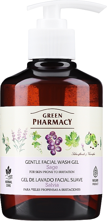 Delikatny żel do mycia twarzy do skóry skłonnej do podrażnień Szałwia - Green Pharmacy Face Care Gentle Facial Wash Gel — Zdjęcie N1
