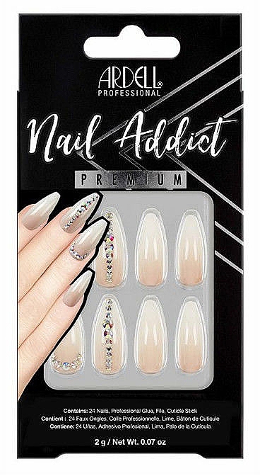 Sztuczne paznokcie - Ardell Nail Addict Premium Artifical Nail Set Nude Light Crystals — Zdjęcie N1