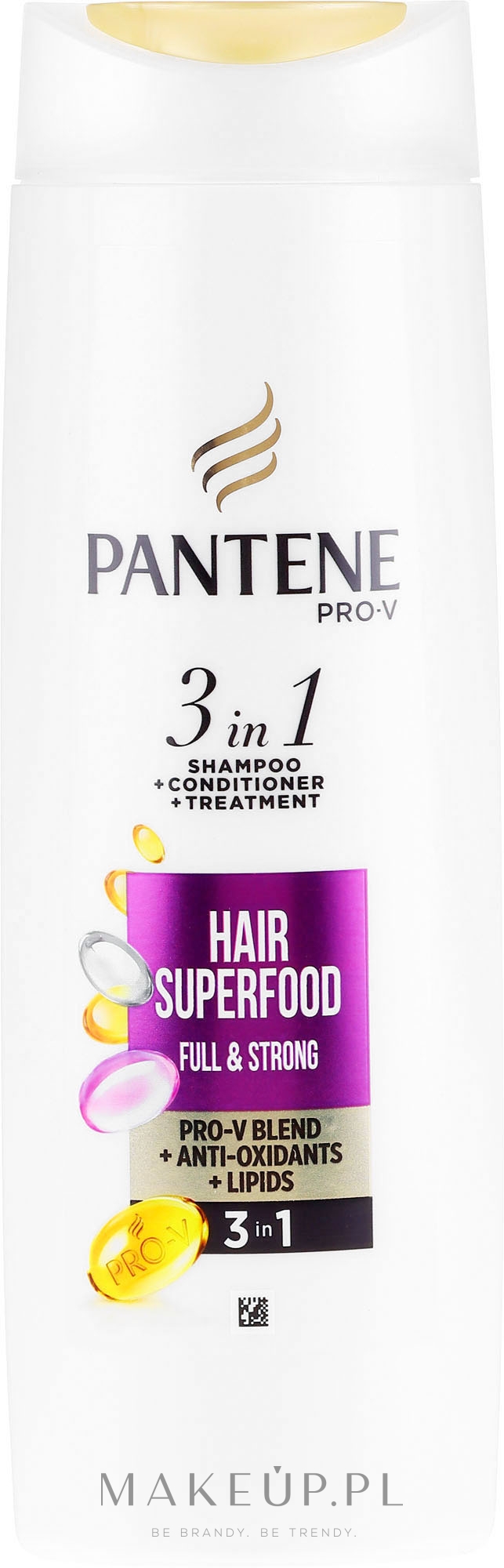 Szampon wzmacniający do włosów słabych i cienkich 3 w 1 - Pantene Pro-V Hair Superfood Full & Strong Shampoo — Zdjęcie 360 ml