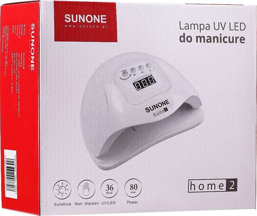 Lampa UV/LED do manicure, biała - Sunone Home 2 UV LED 80W — Zdjęcie N2