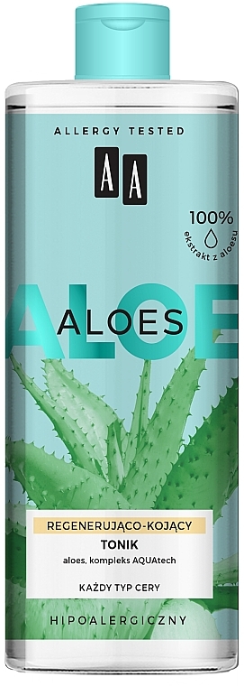Regenerująco-kojący tonik do twarzy z wyciągiem z aloesu - AA Aloes — Zdjęcie N1