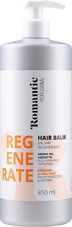 Regenerujący balsam do włosów zniszczonych z olejem arganowym i keratyną - Romantic Professional Helps to Regenerate
