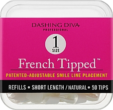 Tipsy krótkie naturalne French - Dashing Diva French Tipped Short Natural 50 Tips (Size 1) — Zdjęcie N1