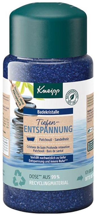 Sól do kąpieli z ekstraktem z drzewa sandałowego i paczuli - Kneipp Bath Crystals Deep Relaxation — Zdjęcie N1