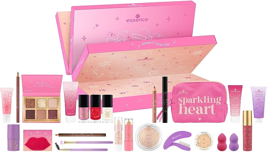 Kalendarz adwentowy, 24 produkty - Essence Make My Heart Sparkle Advent Calendar — Zdjęcie N1