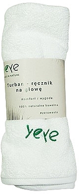 Turban ręcznik do suszenia włosów, gramatura bawełny 350 g, biały - Yeye — Zdjęcie N1