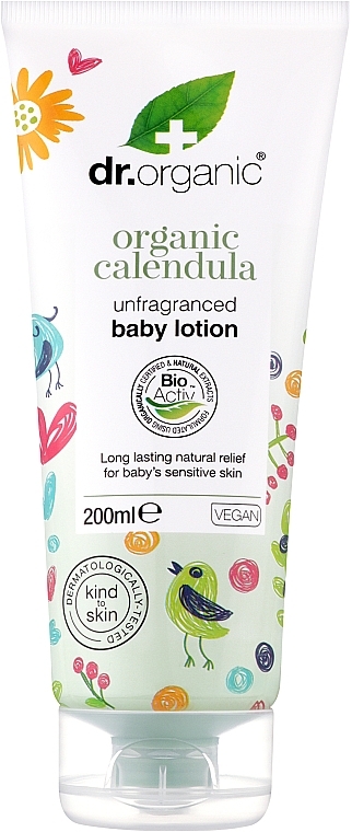 Bezzapachowy balsam do ciała dla dzieci z organicznym nagietkiem - Dr Organic Calendula Baby Lotion