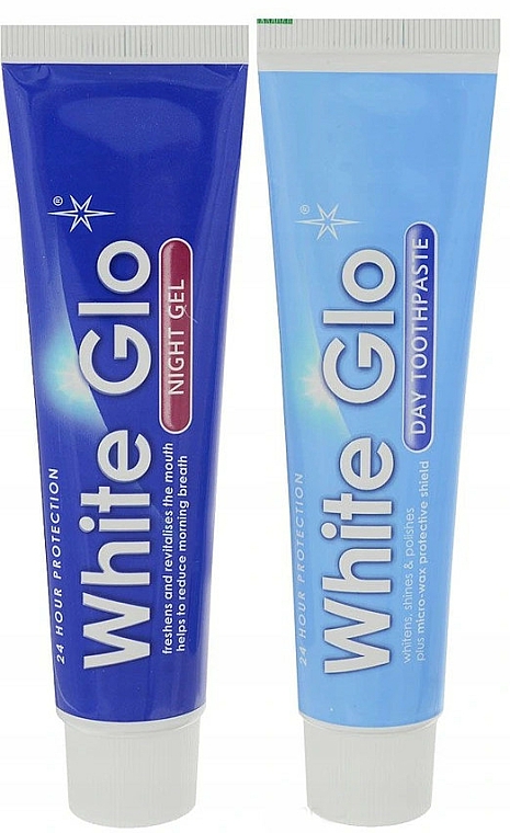 Zestaw do czyszczenia zębów z zieloną szczoteczką - White Glo Night & Day Toothpaste (t/paste/65ml + t/gel/65ml + toothbrush) — фото N3